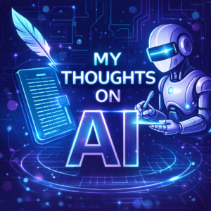 futuristic AI robot writing